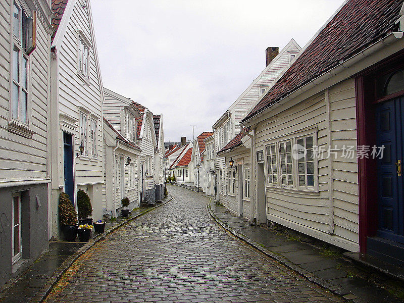 挪威斯塔万格街和挪威rorbus -木屋建筑，斯堪的纳维亚-北欧国家